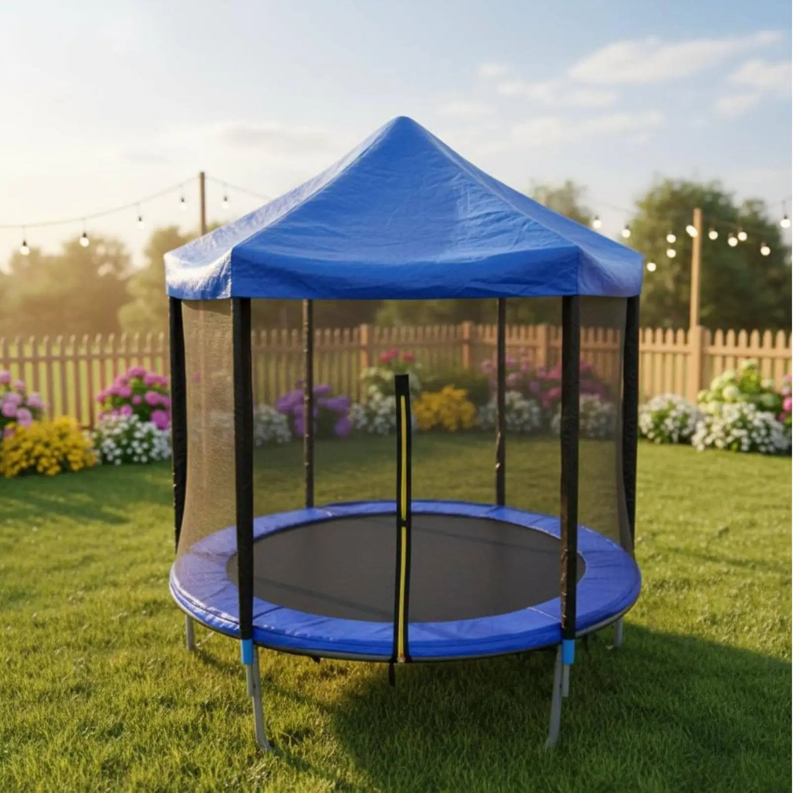 Outdoor Trampoline Canopy Sunshade Waterproof Rainproof Roof Cover for Garden Trampoline Protective Mat