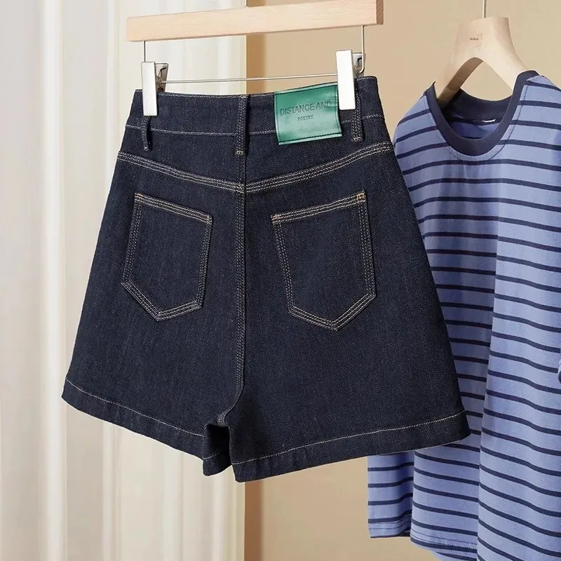 Hohe Taille Breite Bein Jeans Retro Waschen Abnehmen Hong Kong Stil Casual Shorts plus Größe frauen Denim Hosen Sommer Neue ankunft