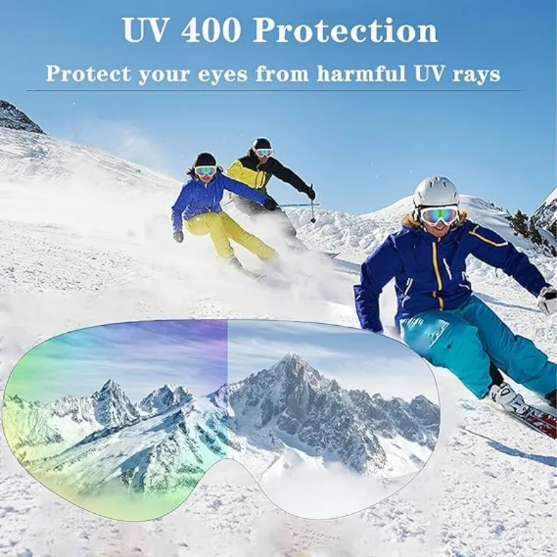 Esporte ao ar livre óculos de esqui anti nevoeiro proteção uv400 máscara de esqui masculino feminino anti-nevoeiro grande rosto óculos de neve