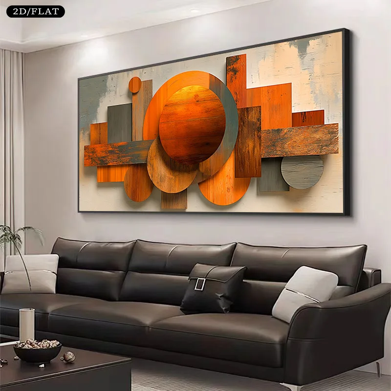 2D Flat Large Abstract Warm Brown Orange Canvas Wall Art Unframed Modern Minimalist Canvas Prints for Living Room， Bedroom Decor