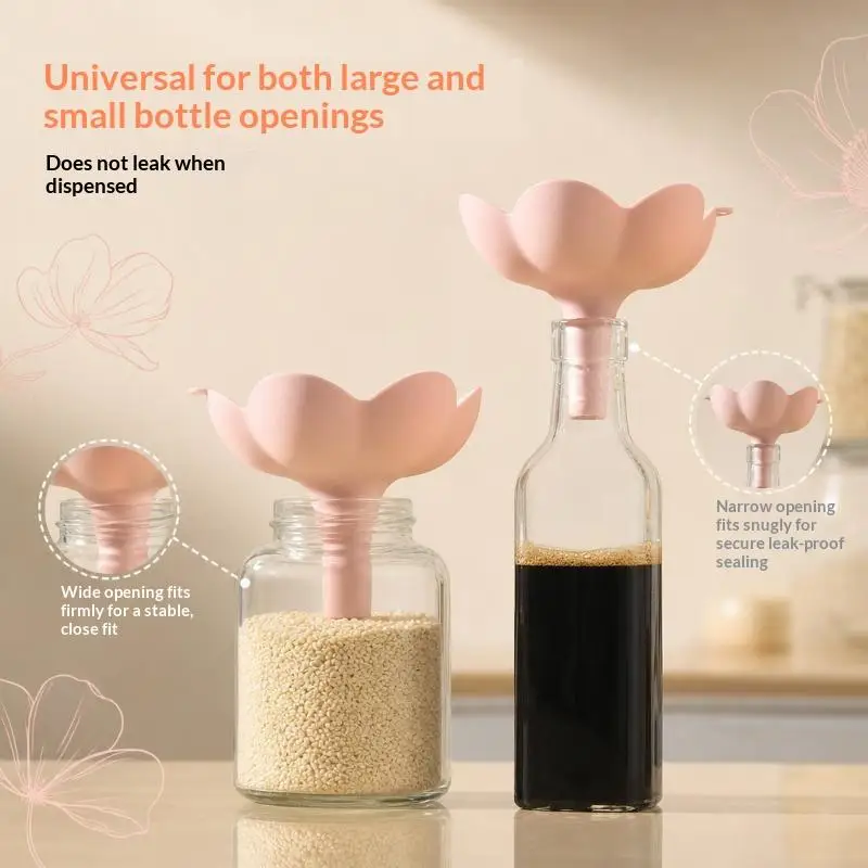 1Pcs Flower Shape Liquid Funnels Cherry Blossom Style Funnels Home Olive Oil Condiments Liquid Powder Dispenser Kitchen