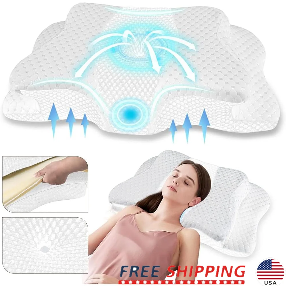 

Adjustable Cervical Pillow Neck Support Pain Relief Orthopedic Memory Foam Ergonomic Contour Pillow with Removable Cooling Cover