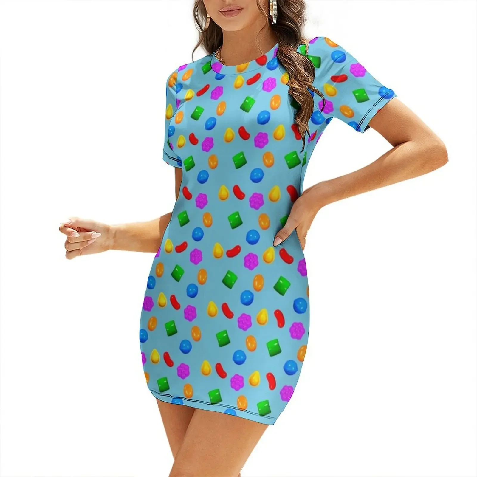 

Gotta Crush Some Candy Crush Short-Sleeved Dress Women's summer dresses Women's summer dress Woman fashion