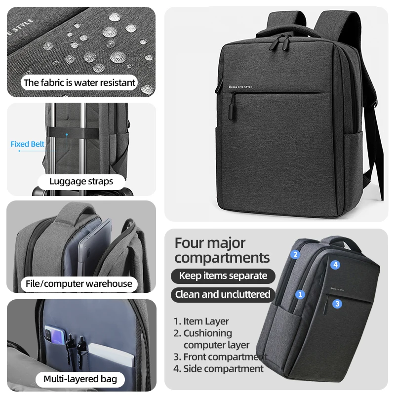 BZBC Backpack Men Laptop Backpack Durable 17 Inch Large Capacity with USB Charger Port & Luggage Sleeve Business Bag