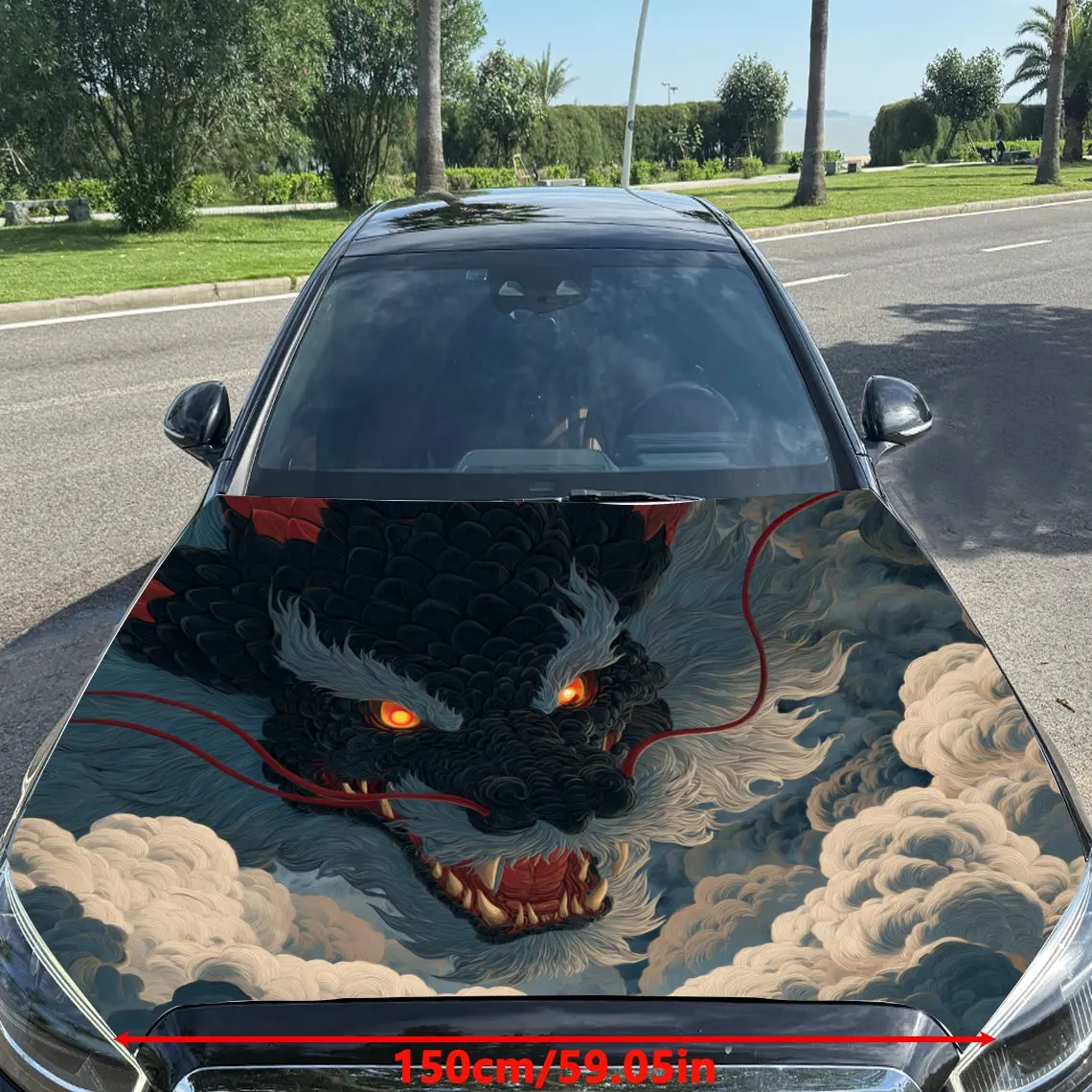 Dominant Dark Dragon Pattern car hood stickers, waterproof self-adhesive, scratch resistant, easy to stick, durable car PVC stic
