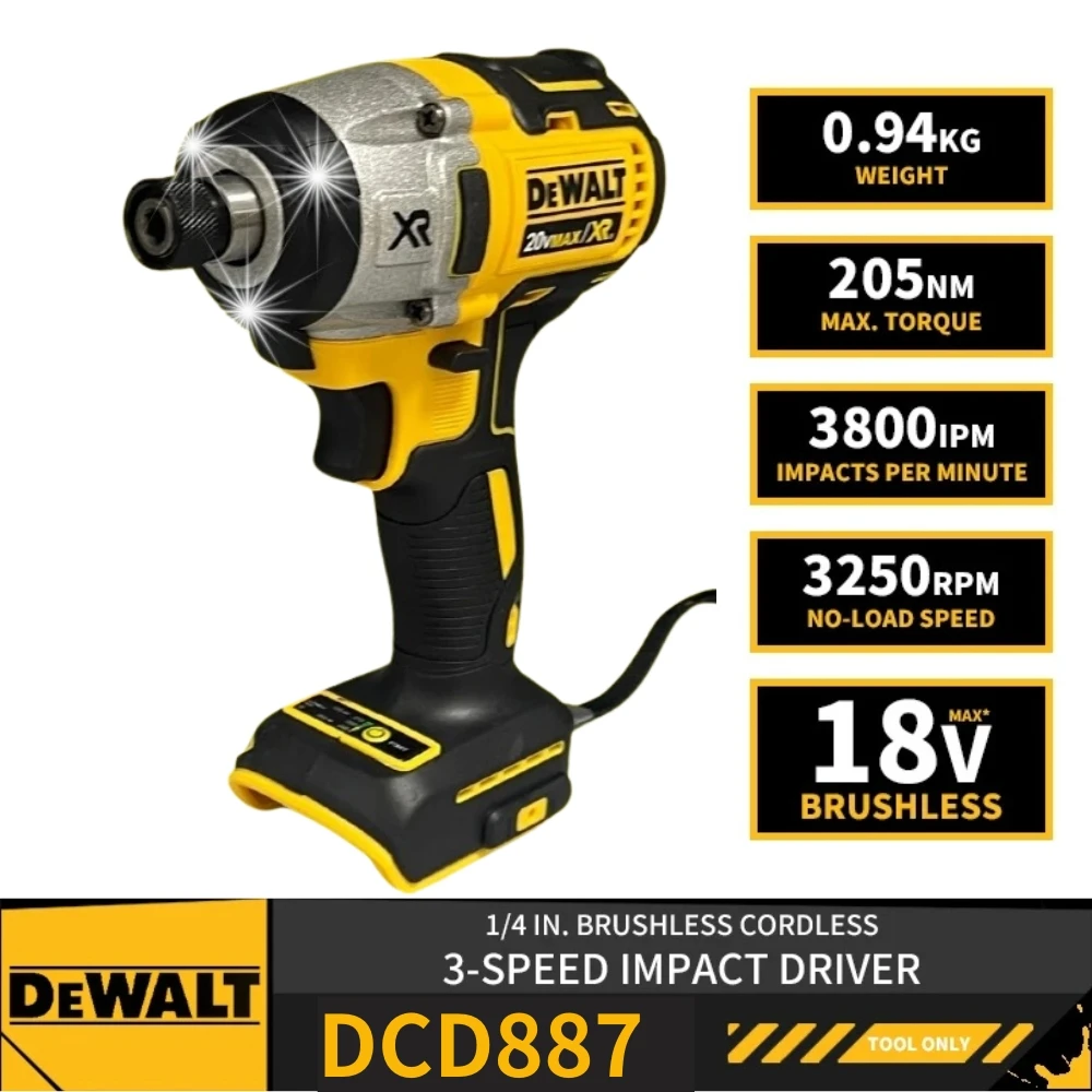 DEWALT DCD887 Electric drill tools Impact driver 20V cordless drill Electric screwdriver Brushless motor Power tool Wireless