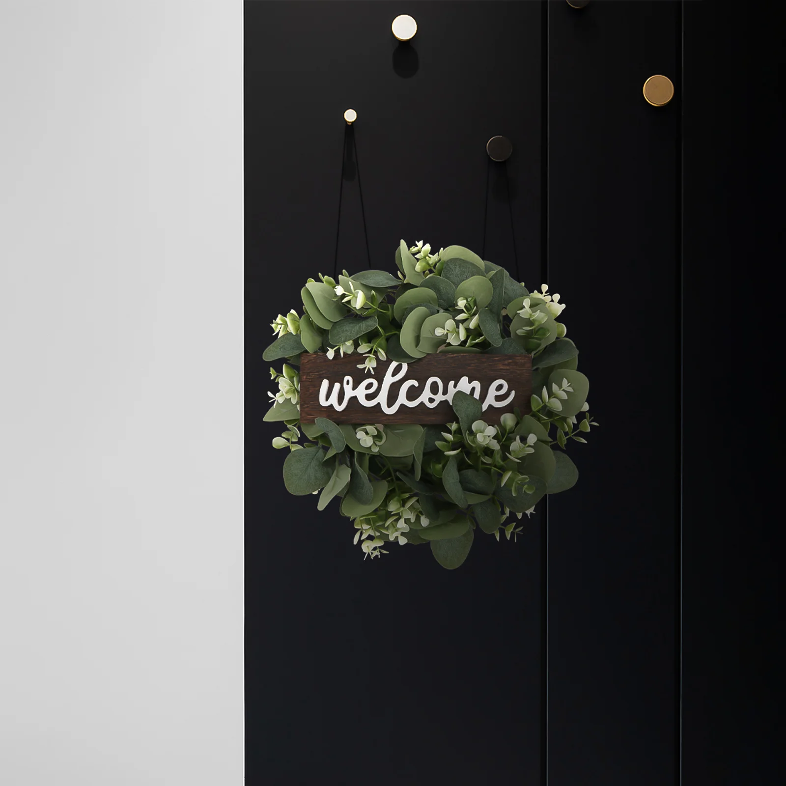 

1Pcs Decorative Simulation Leaf Wreath Door Hanging Garland Spring Party Festival Welcome Garland Natural Green Home Decoration