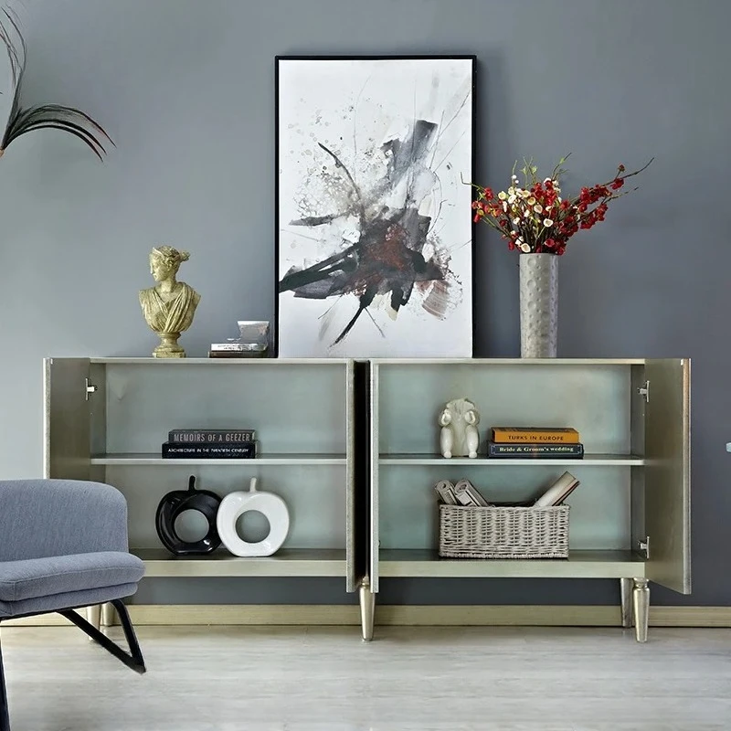 

Старый неоклассический входной декоративный шкаф в американском стиле, резной постмодернистский перегородный боковой шкаф