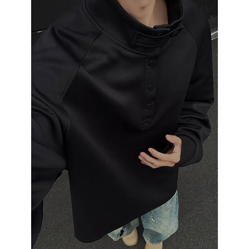 

Grey Black Hoodie Men Casual Stand Up Collar Sweatshirt Men Streetwear Korean Loose Pullover Hoodie Mens Hoody Plus Size 4XL