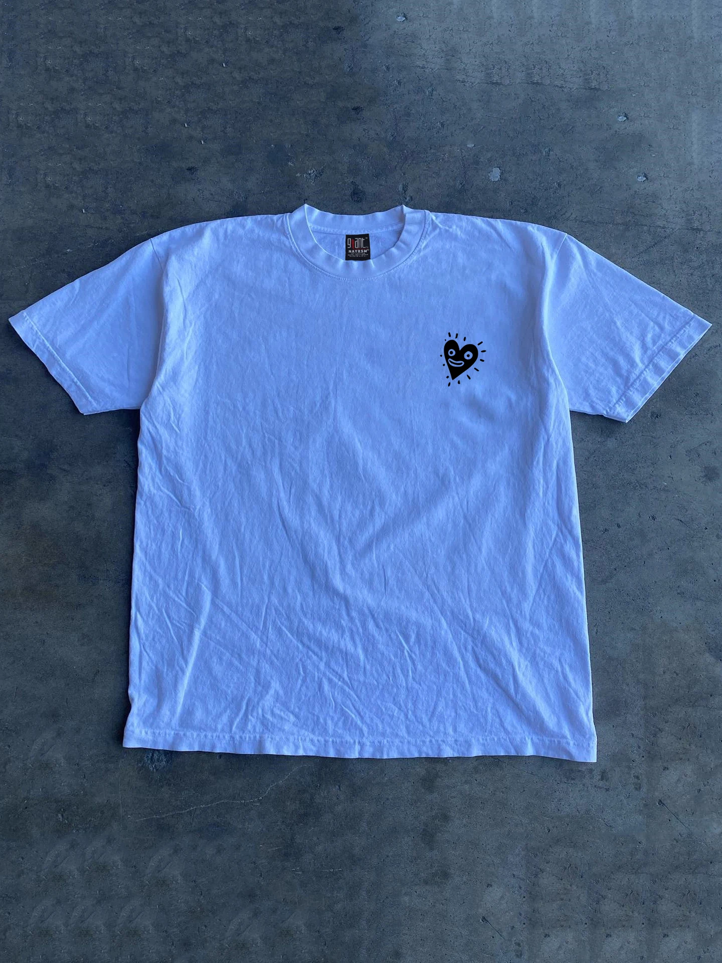 Pure Cotton 260g Heavyweight Short Sleeve T-Shirt Cute Back Graffiti Design Unisex Couple's T-Shirt Breathable Comfortable So...