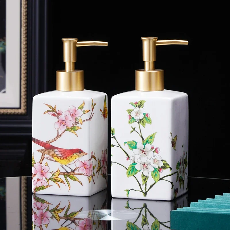 

450ml ceramic soap dispenser hand sanitizer bottle press bottle hotel shower gel bottle laundry detergent dispensing