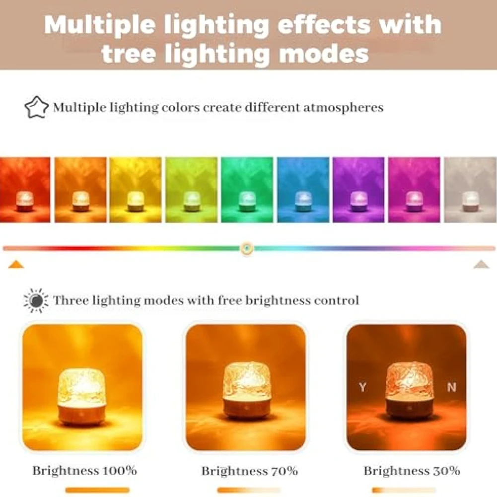 Ocean Wave Aurora Projector Light 16 Colors Ambient Night Light Remote Control Wireless Bluetooth Speaker Birthday Gift Room Dec