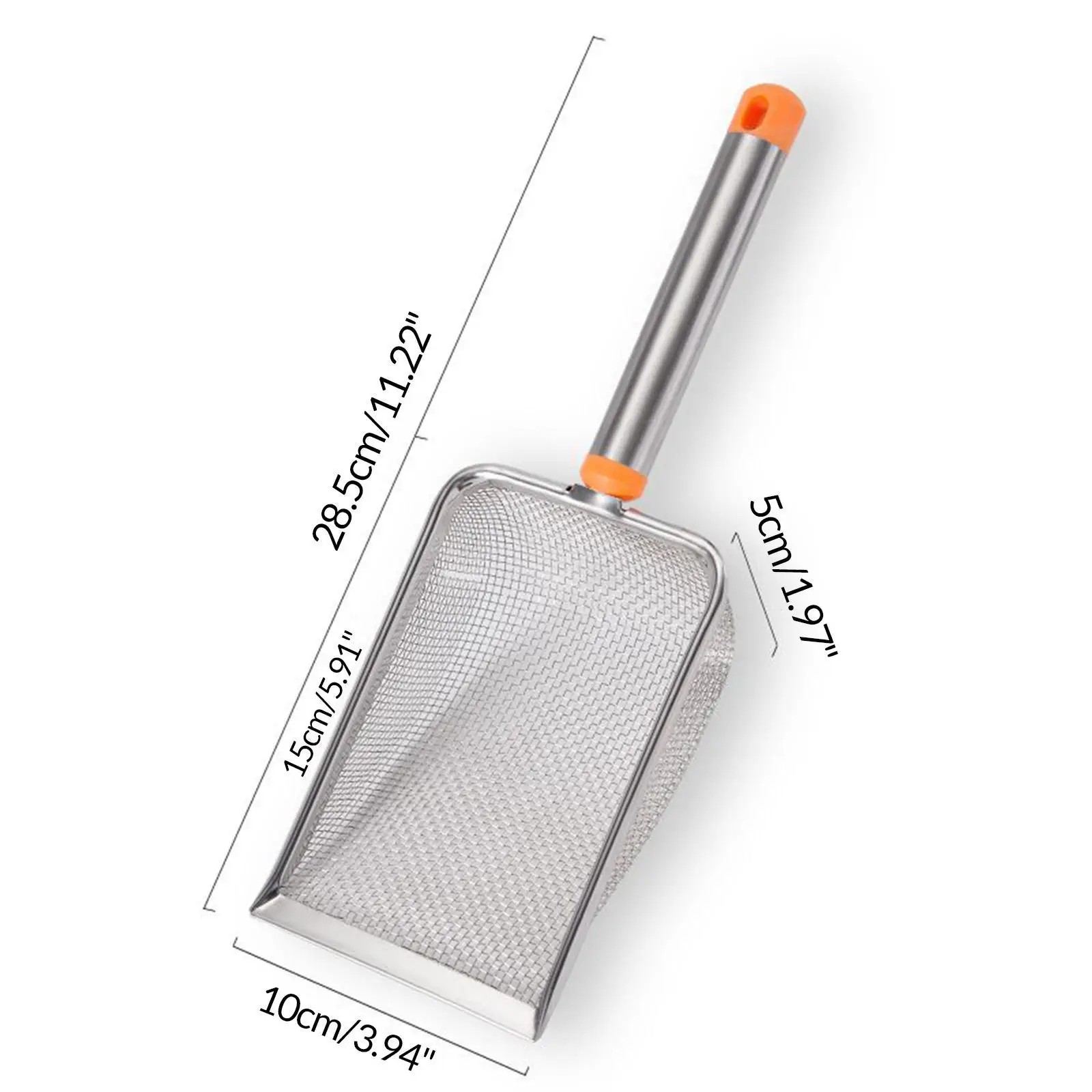 Heavy Duty Litter Scooper Stainless Steel Mesh Sifter Deep Shovel Non Stick for Cats and Puppies