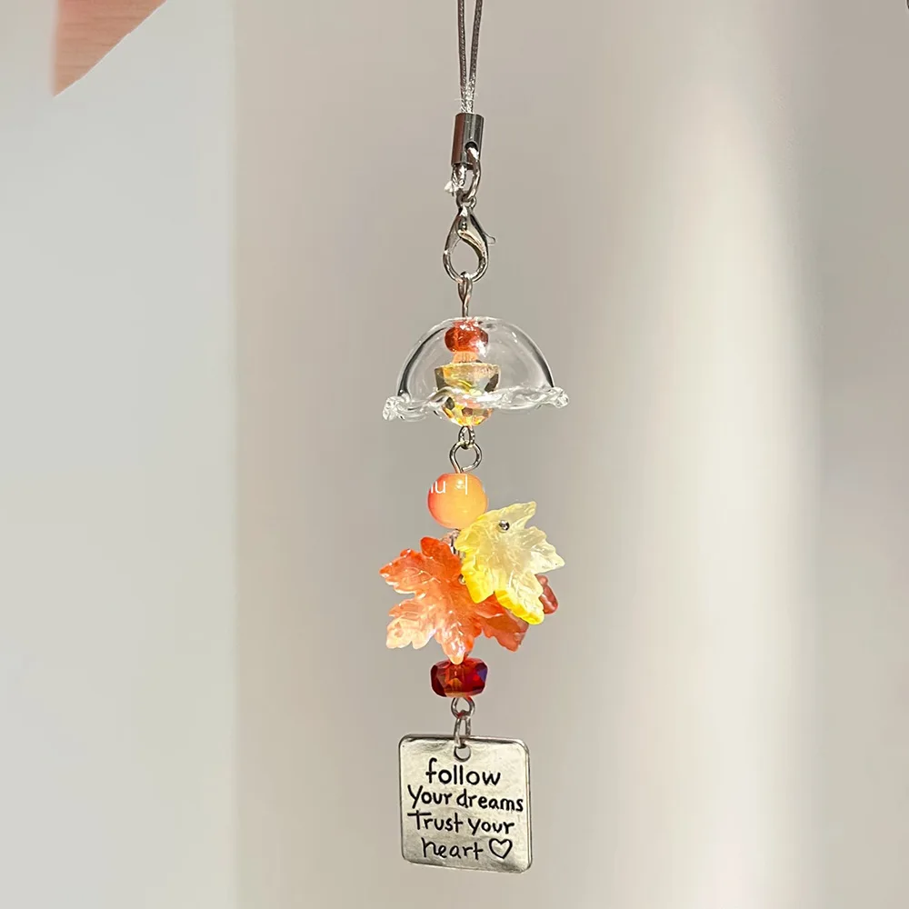 

Осенний брелок-колокольчик с кленовым листом для женщин, милый аксессуар для сумки и ключей, очаровательный осенний аксессуар