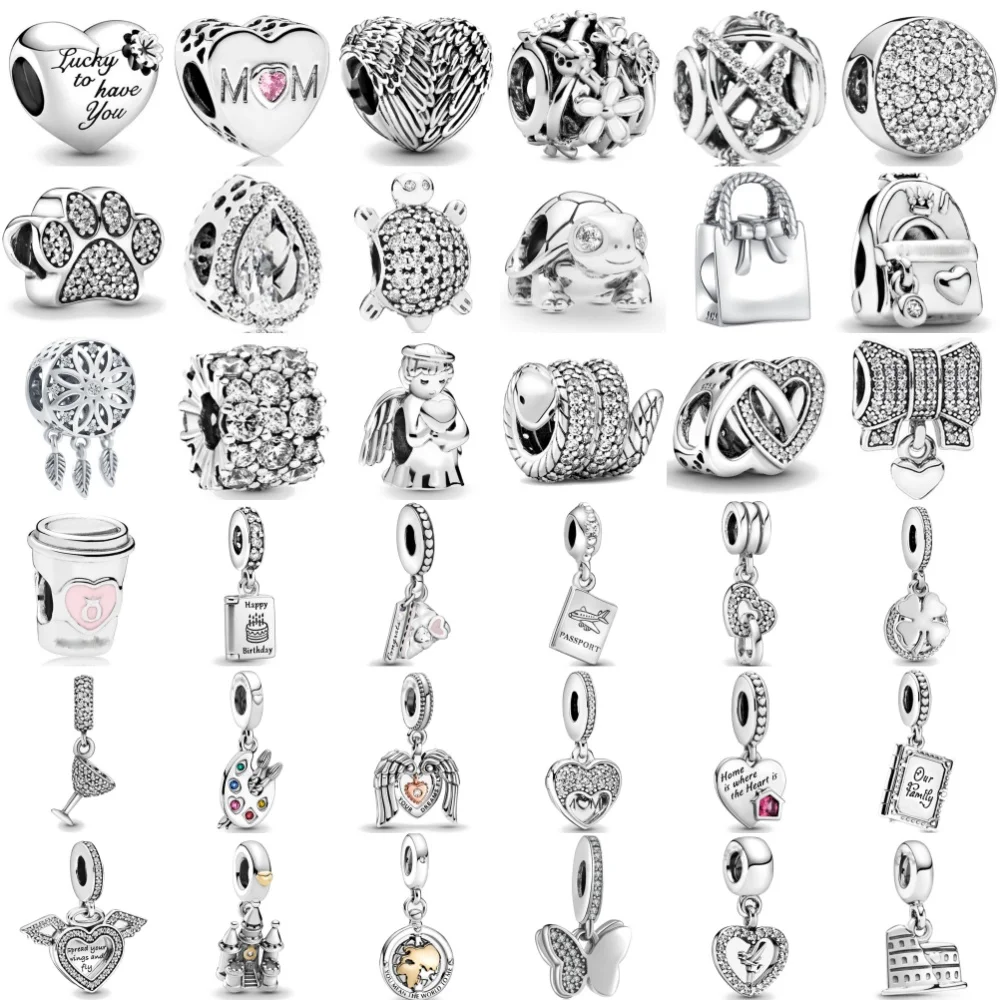 2025.925 قلب فضي، سلحفاة، حقيبة ظهر خرز على شكل فراشة مناسبة لسوار أوروبي أصلي مجوهرات رائعة ذاتية الصنع #1