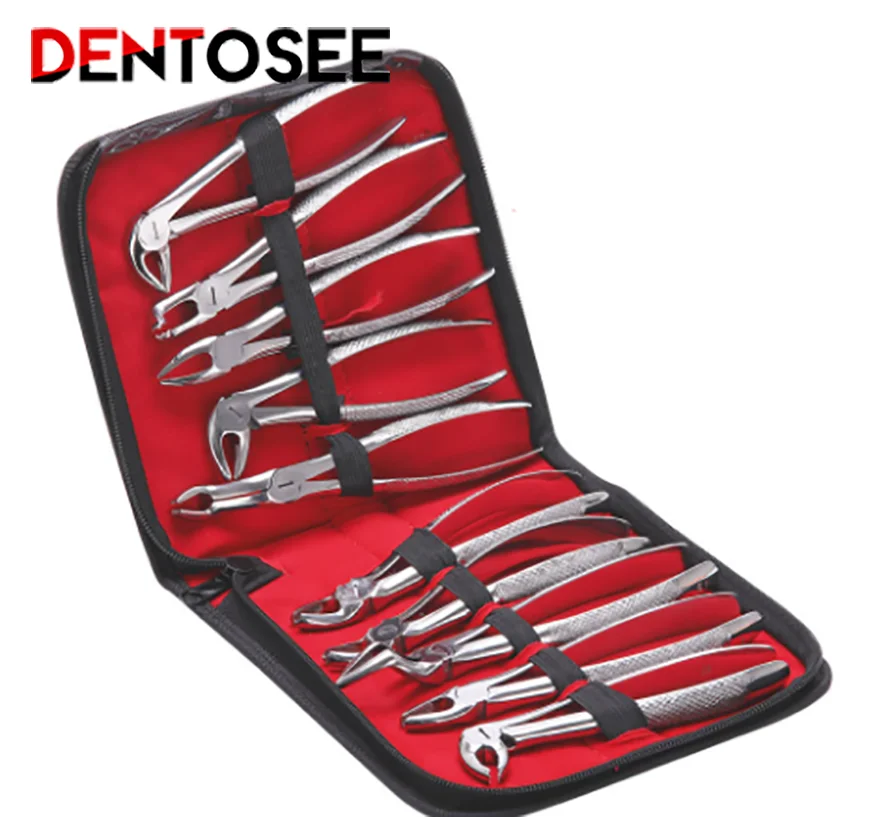 10pcs/set Stainless Steel Dental Extraction Forceps Pliers kit for Adult, 7pcs/set Surgical Teeth Extraction Forcep for Children