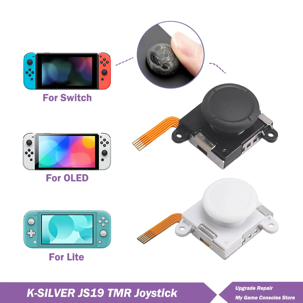 2/4/10pcs K-SILVER JS19 TMR 스위치/NS OLED JoyCon NS Lite 교체 용 전자기 조이스틱 3D 아날로그 흰색 ThumbStick