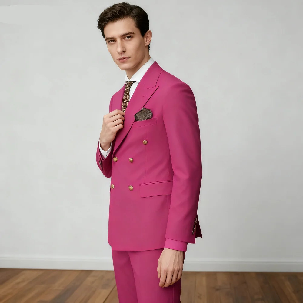 

Lapel 2 Piece Wedding Men's Suits Fashion Style Blazer Pants Formal Business Party Groom Wear Tuxedos Costume Homme