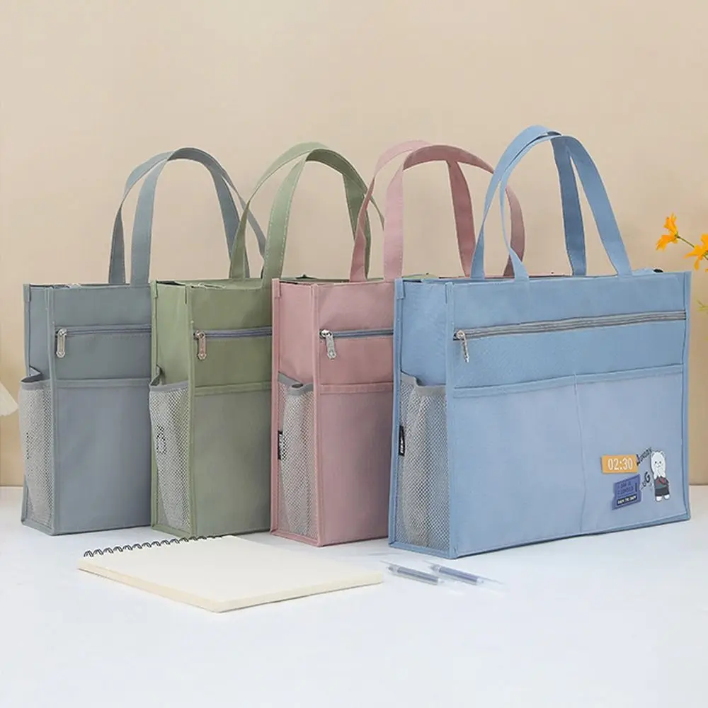 

Waterproof Zipper Pouch Bag Thickened Canvas Oxford Mesh Document Book Bag Large Capacity A3 File Bag School Office Supplies