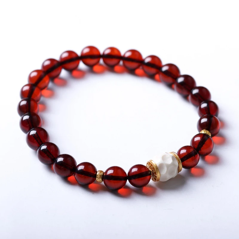 White Kyara Agarwood Mala Bracelet Lacquer Craft Nanhong Agate Amber Pearl New Chinese Style Wenwan Prayer Beads For Women