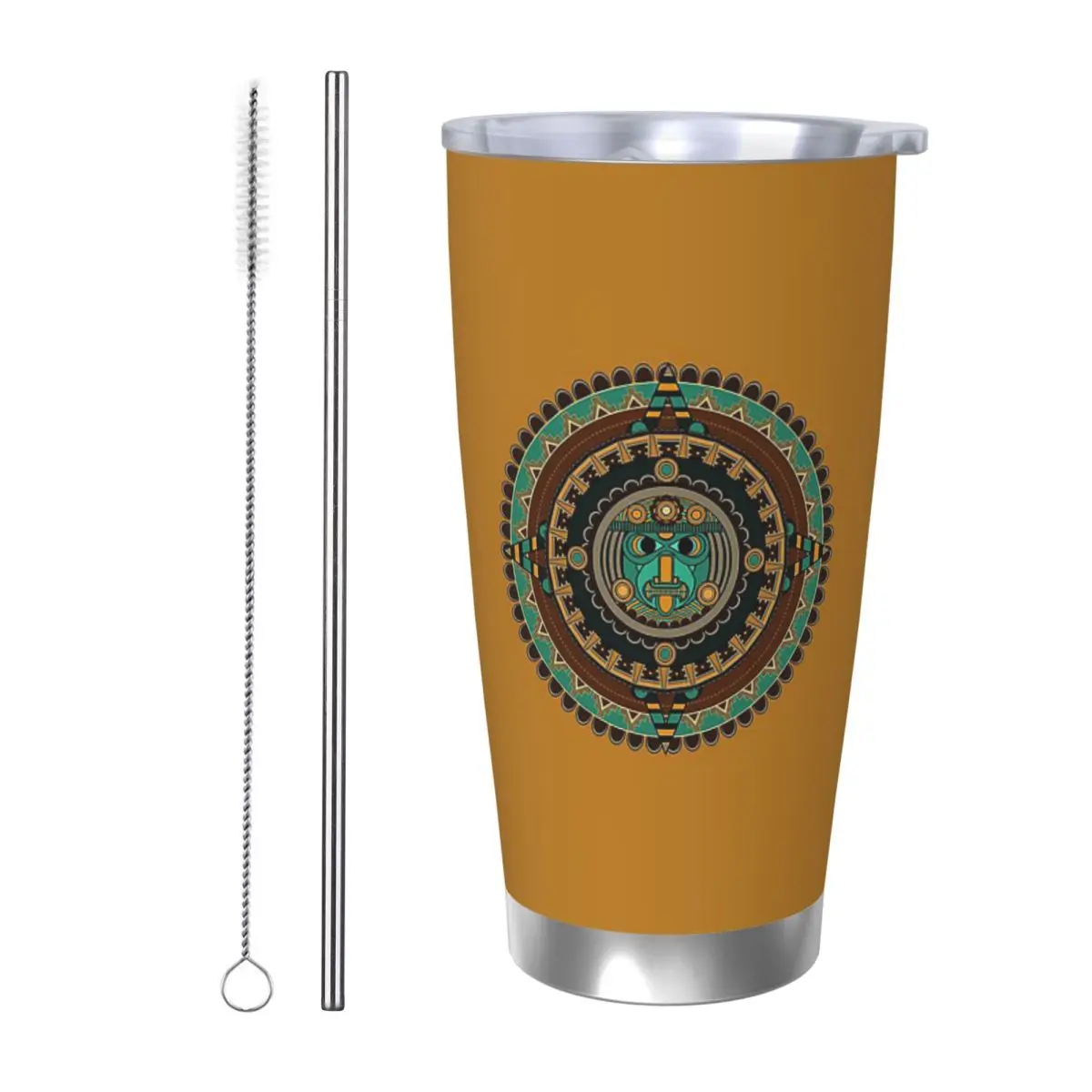 

Ацтекский календарь, стакан из нержавеющей стали, кружки с вакуумной изоляцией, термохолодная чашка, соломинки с крышкой, 20 унций