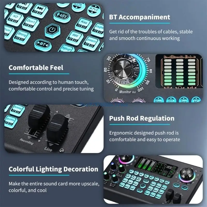 Sound Mixer Board Live Sound Card Voice Changer Sound Card with Sound Effect