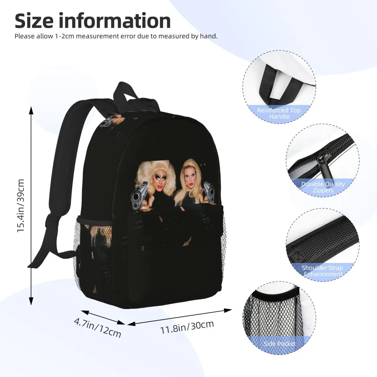 Trixie And Katya - Behind The Scenes Dangerous Woman Meme Backpack Boys Girls BookBag Men Women School Bag Laptop Shoulder Bags