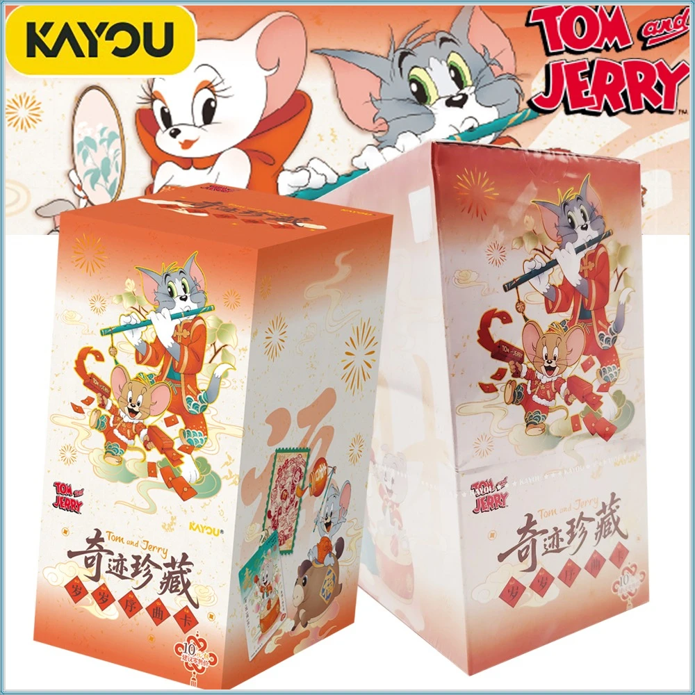 

Оригинальные коллекционные карточки Kayou Том и Джерри: Новогодняя тематическая серия, креативные карточки-сюрпризы с персонажами, коллекция подарочных карточек с пожеланиями