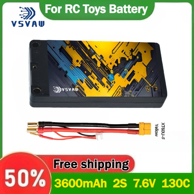 

Высококачественный тонкий LiPo аккумулятор VSVAW 3600 мАч 2S 7.6В 130C HV, совместимый с радиоуправляемыми моделями танков и гоночных машин масштаба 1/10