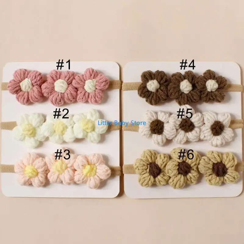 N80C confortável faixa cabelo para bebê flor charme chapéu malha para comemoração 100 dias