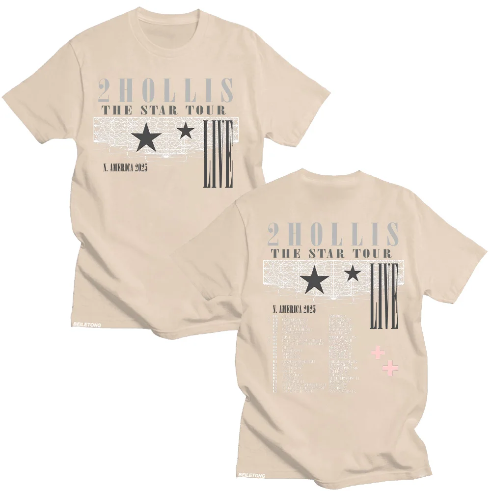 2Hollis Star Tour 2025 เสื้อยืดผ้าฝ้ายแขนสั้นผู้หญิงผู้ชายแฟชั่น Casual TShirt คุณภาพสูงนุ่มใหม่อเนกประสงค์ tees