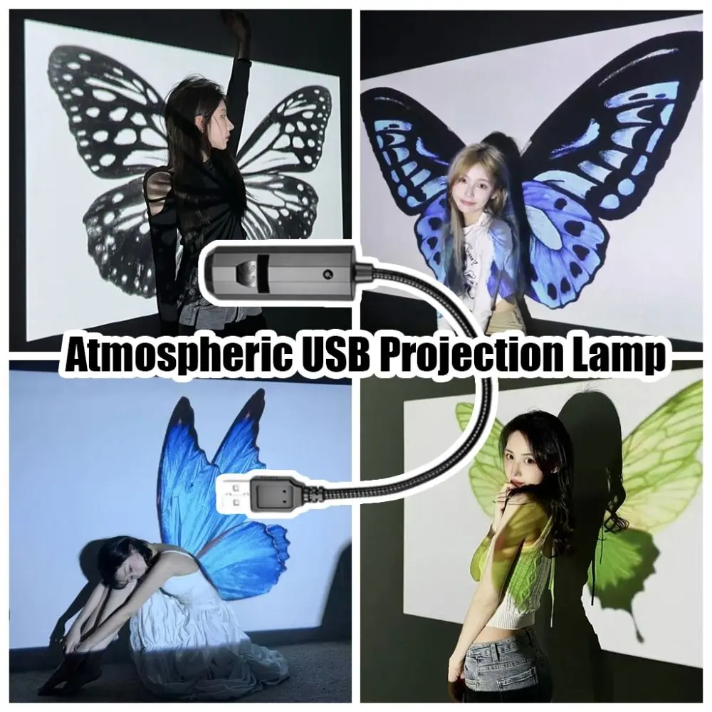 Various Styles Sunset Projection Light Interchangeable Slides USB Powered Birthday Background Projector Flexible Neck