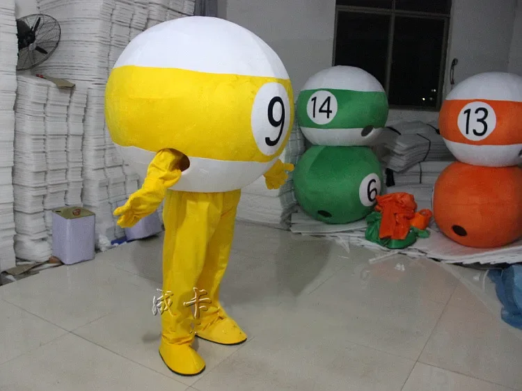 Christmas Friendly Billiard Ball Carom Mascot Costume Mascota Fancy Dress With Round White Face Black Numbers Mascot Costumes F