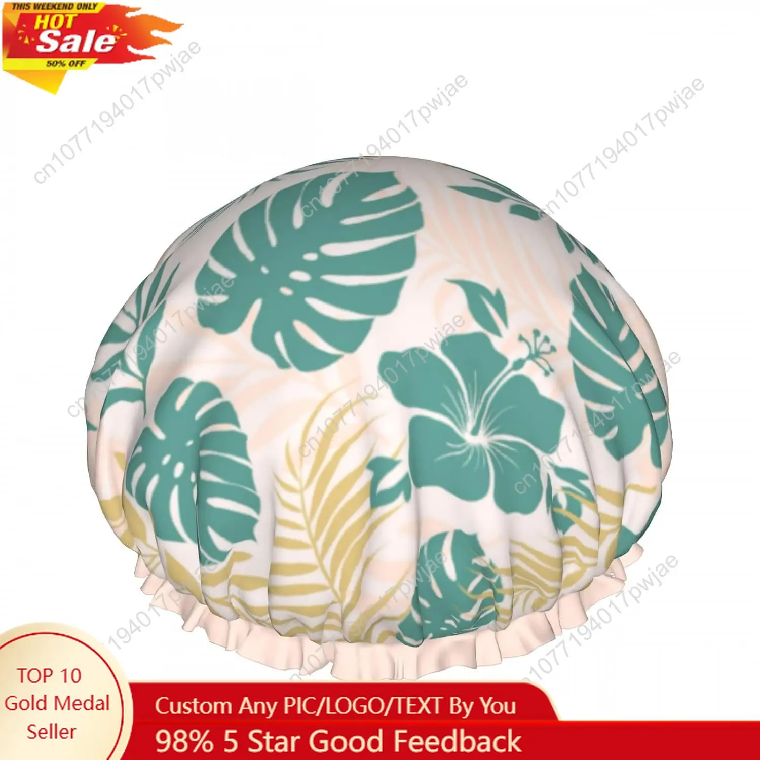 

Fashion Pink Checkered Double Layer Waterproof Shower Cap for Women Reusable Bath Cap for All Long Hair Lengths Soft Bath Shower