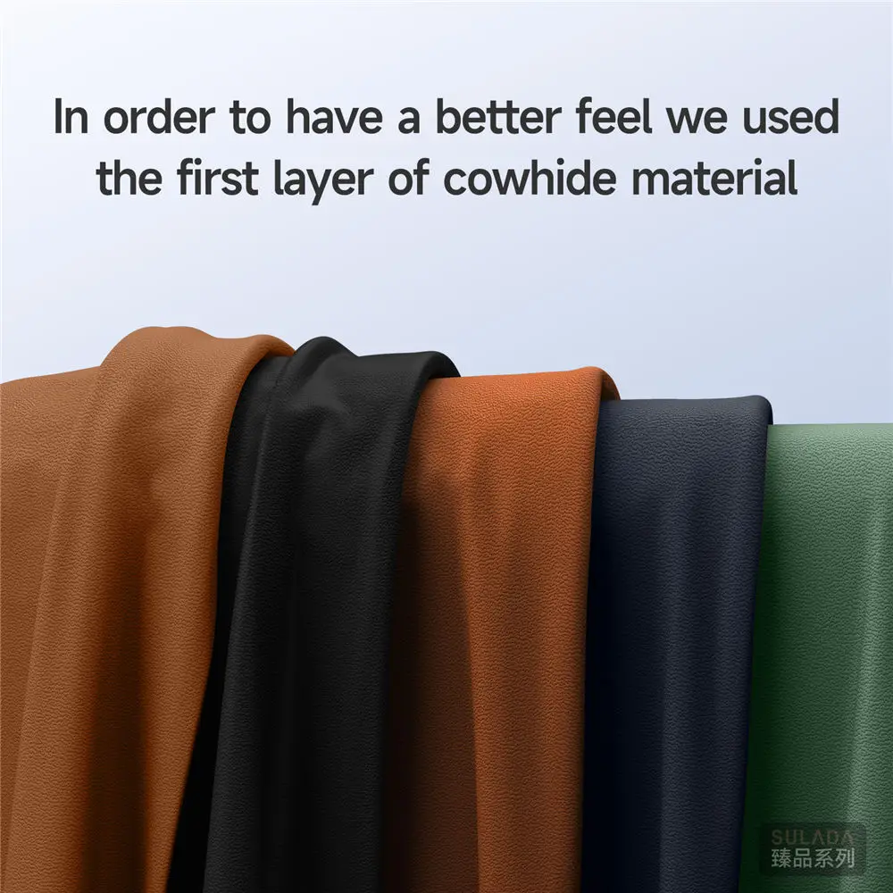 حافظة من جلد البقر الطبيعي المغناطيسي ، غطاء خلفي بقوس ، نحيف ، مناسب لهاتف آيفون 16 برو ، 16 ، 15