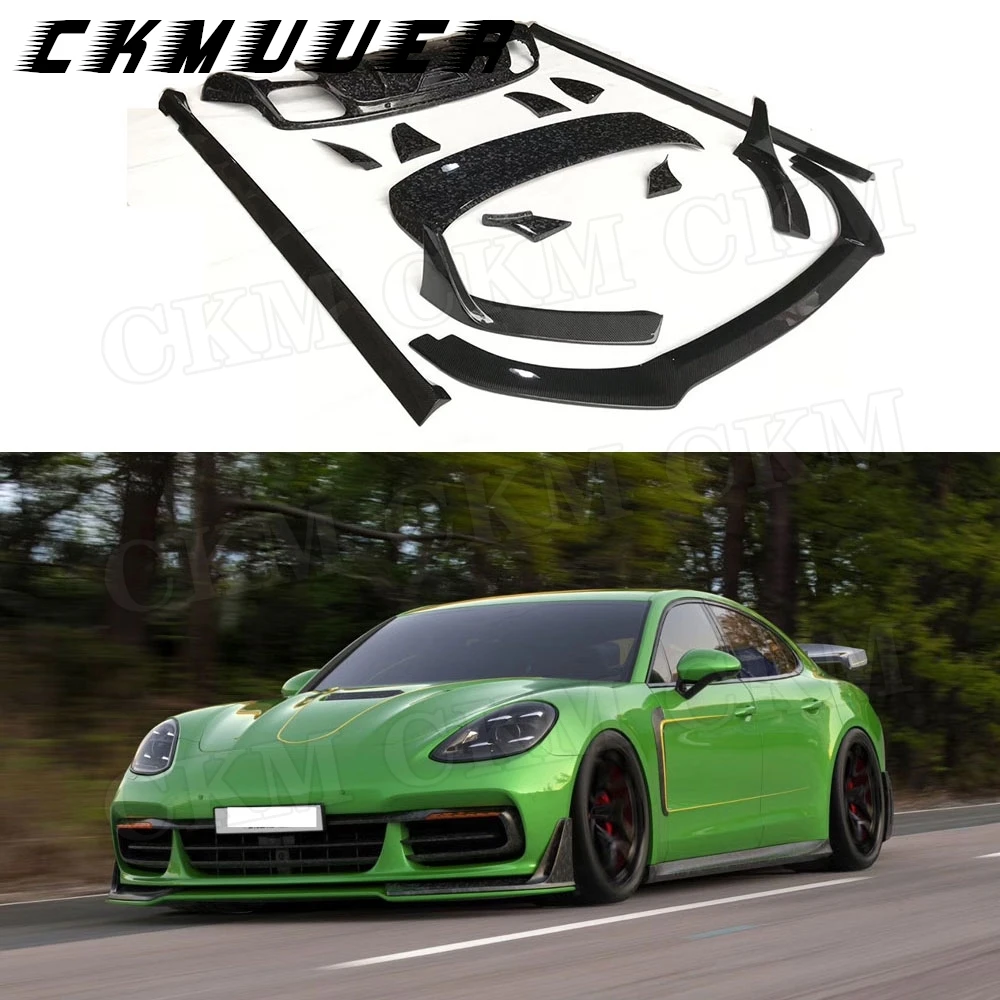 Rear Bumper Diffuser Rear Spoiler For Porsche Panamera 971 2017-2019 Dry Carbon Fiber Body kit Front Lip Splitters Side Skirts