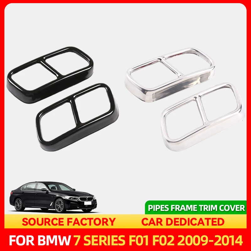 

Styling Mouldings Hot Stainless Steel Car Exhaust Tail Pipes Frame Trim Cover Stickers For BMW 7 Series F01 F02 2009-2014 Auto M