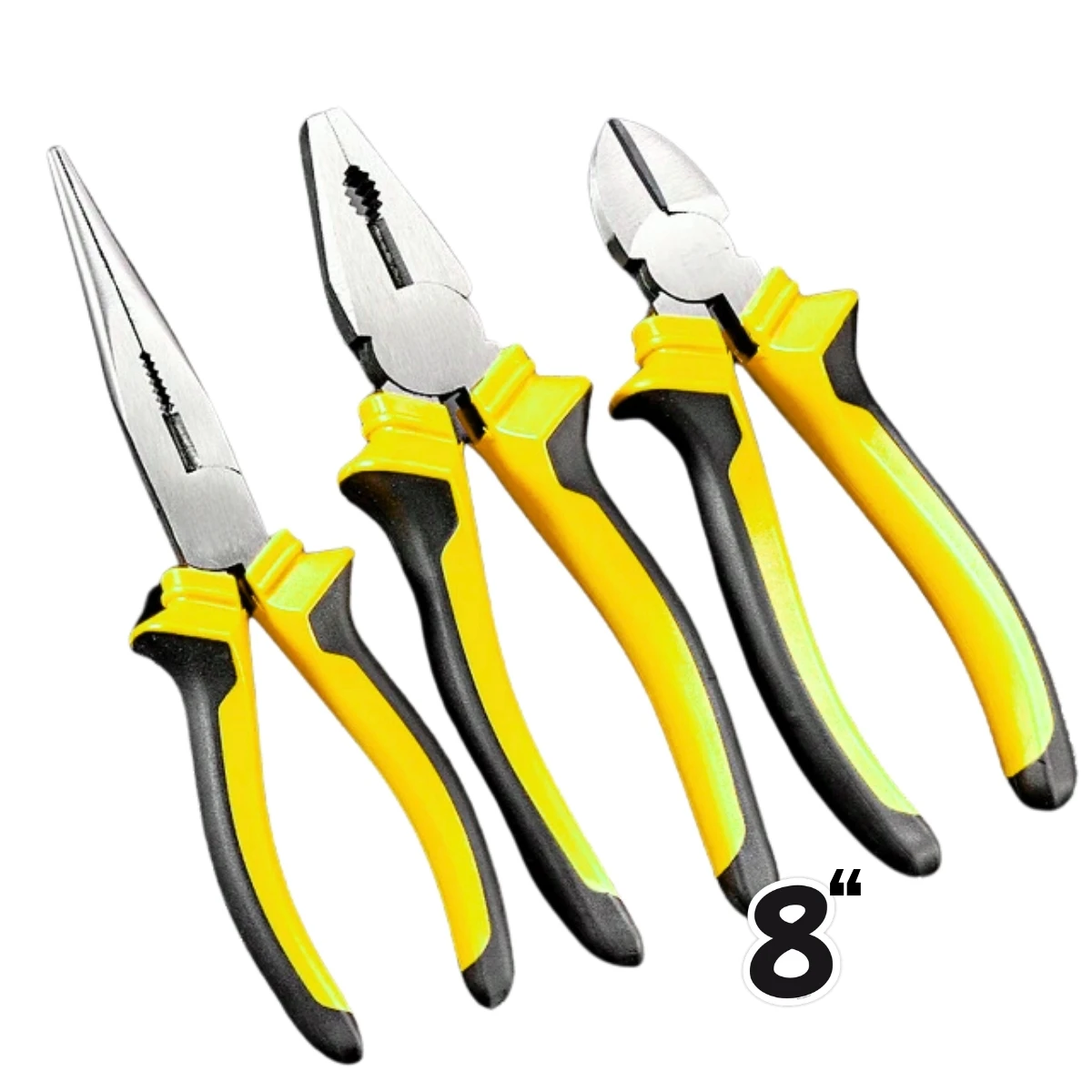 Kit Game 3 Pliers Universal Utilities Cut Long Beak Ergonomic Rubberized Cable