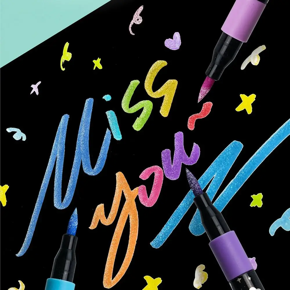 

Colorful Glitter Colored Marker Pen Single Head Double Head Highlighters Soft Head Painting Glitter Pen DIY Art Painting