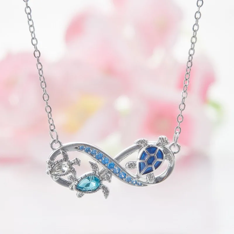 Exquisite Fashion Zircon Turtle Infinity Symbol 8 Character Necklace Women's Clavicle Chain Daily Wear Holiday Party Jewelry