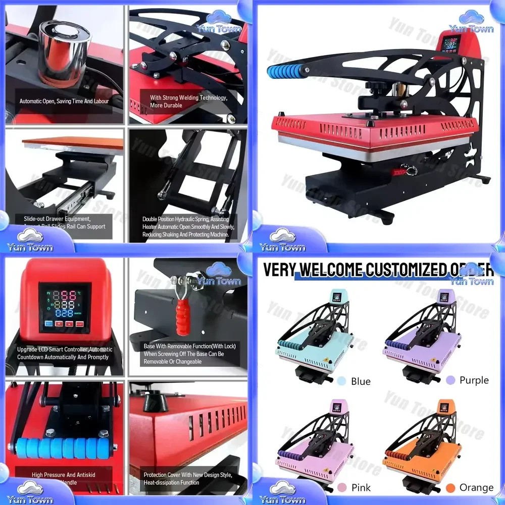 RICH for Manual Multifunctional Sublimation Heat Press Machine for Garment T Shirt Clothes Printing 110V 220V 16x20 38x38