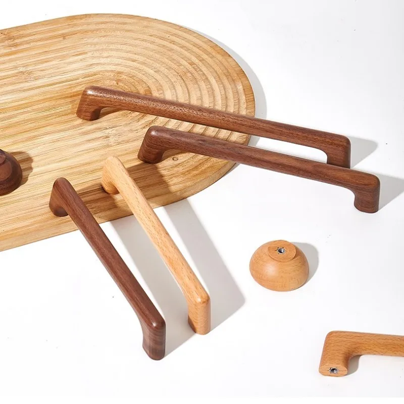 European-style Wooden Cabinet Door Handles Solid Wood Handles for Wardrobes and Drawers