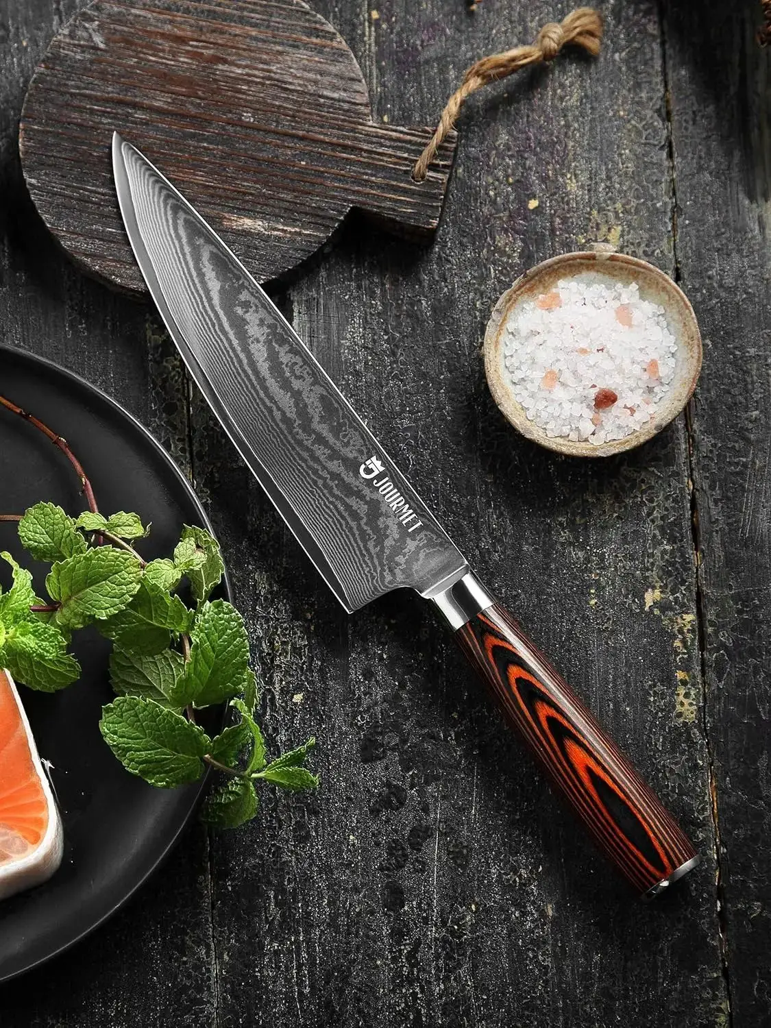 

2PCS Professional vg10 67 Layers Damascus Knife Set Pakka Wood Handle Damascus Chef Knife Set