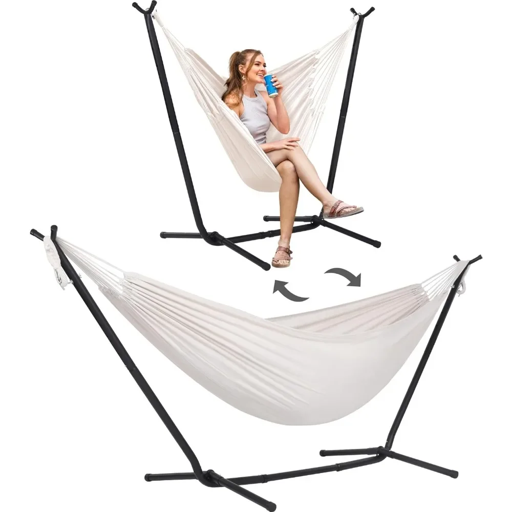 2-in-1 Hammocks Hammock Chair with Stand, 475 Lbs Capacity, Heavy Duty Two Person Hammock with Stand, Patent Pending