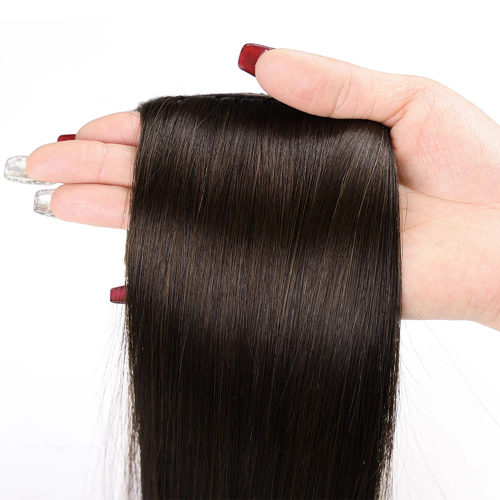 Cola de Caballo en extensiones de cabello marrón Chocolate 100% cola de caballo de cabello Real en extensiones de cabello humano para mujeres