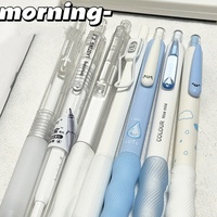 7pcs/set Ins Simplicity Cute Gel Pen for Student Blue White Color Series Stationery Gel Pen 0.5mm Black Ink Pen for Writing