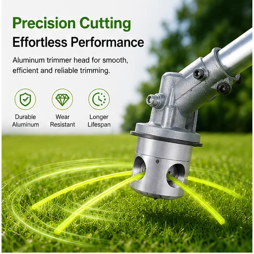 1Pc Aluminum Alloy Trimmer Head, Cylindrical Grass Cutter Head, 1in Hole, Steel Wire Ropes, Lawn Mower Garden Tool