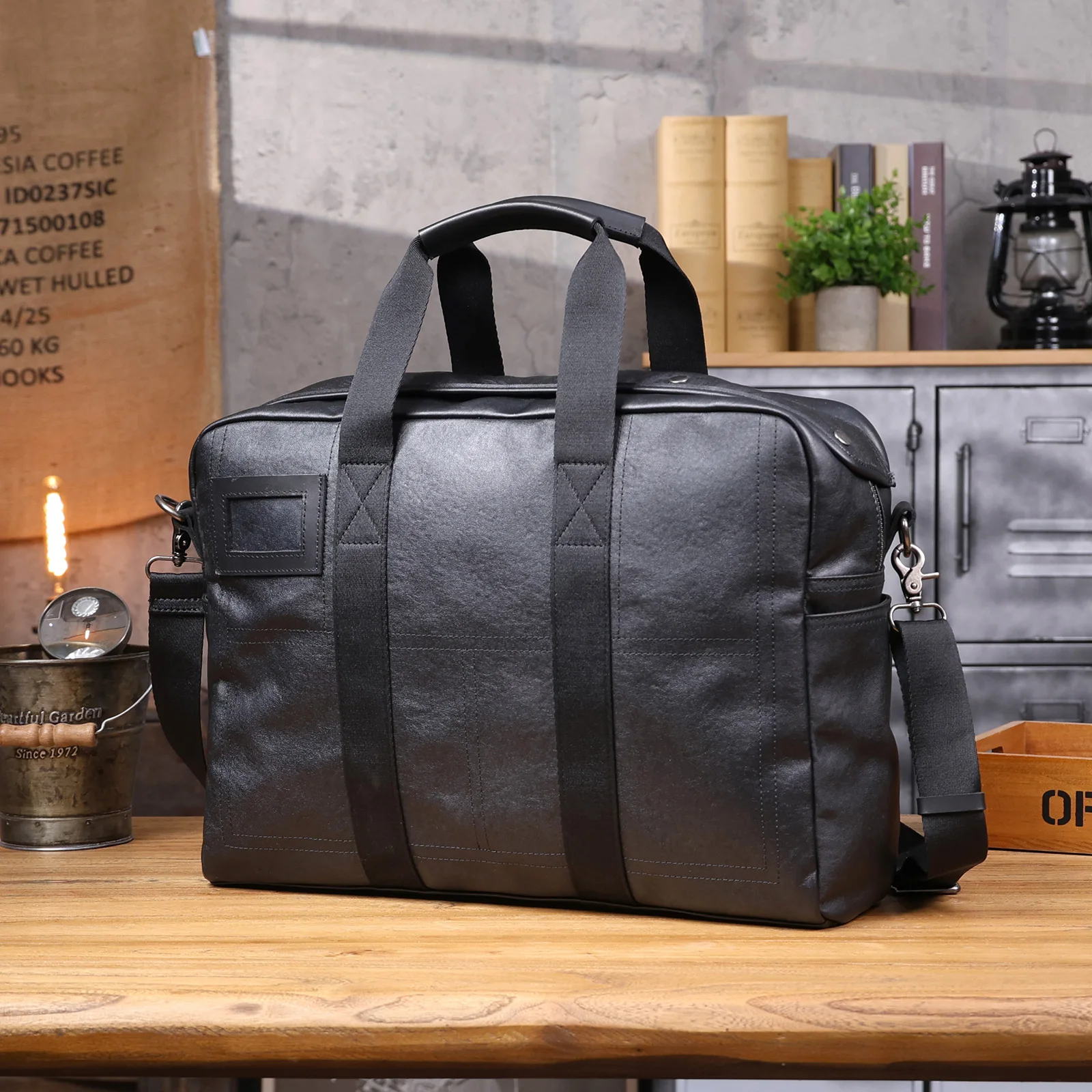 S.WORKER Vintage Echtleder Weekender Reisetasche Herren Top-Grain Rindsleder Handtasche Modische Sporttasche Handgepäck – Detail 10