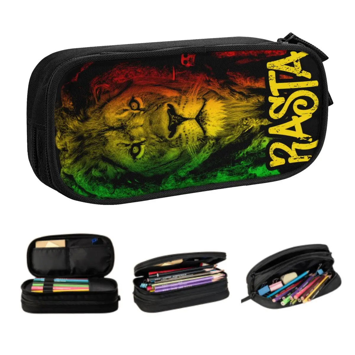 Kawaii Custom Jamaica Flag Rasta Pencil Cases for Girls Boys Jamaican Pride Large Storage Pen Bag Box Stationery