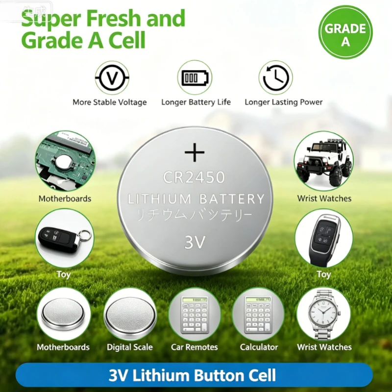CR2450 3V Lithium Button Battery 5-50PCS 600mAh High Capacity Coin Cell Compatible with KCR2450 DL2450 BR2450 ECR2450 LM2450